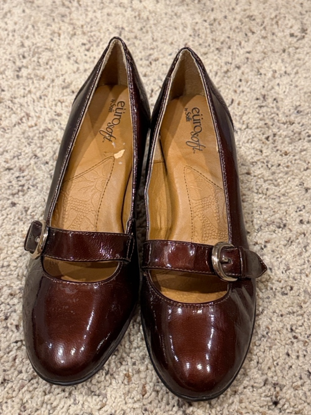 Euro soft by Sofft Women's Brown Patent Mary Jane Pumps